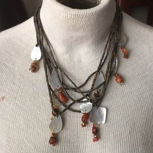 Beaded shell and stone necklace